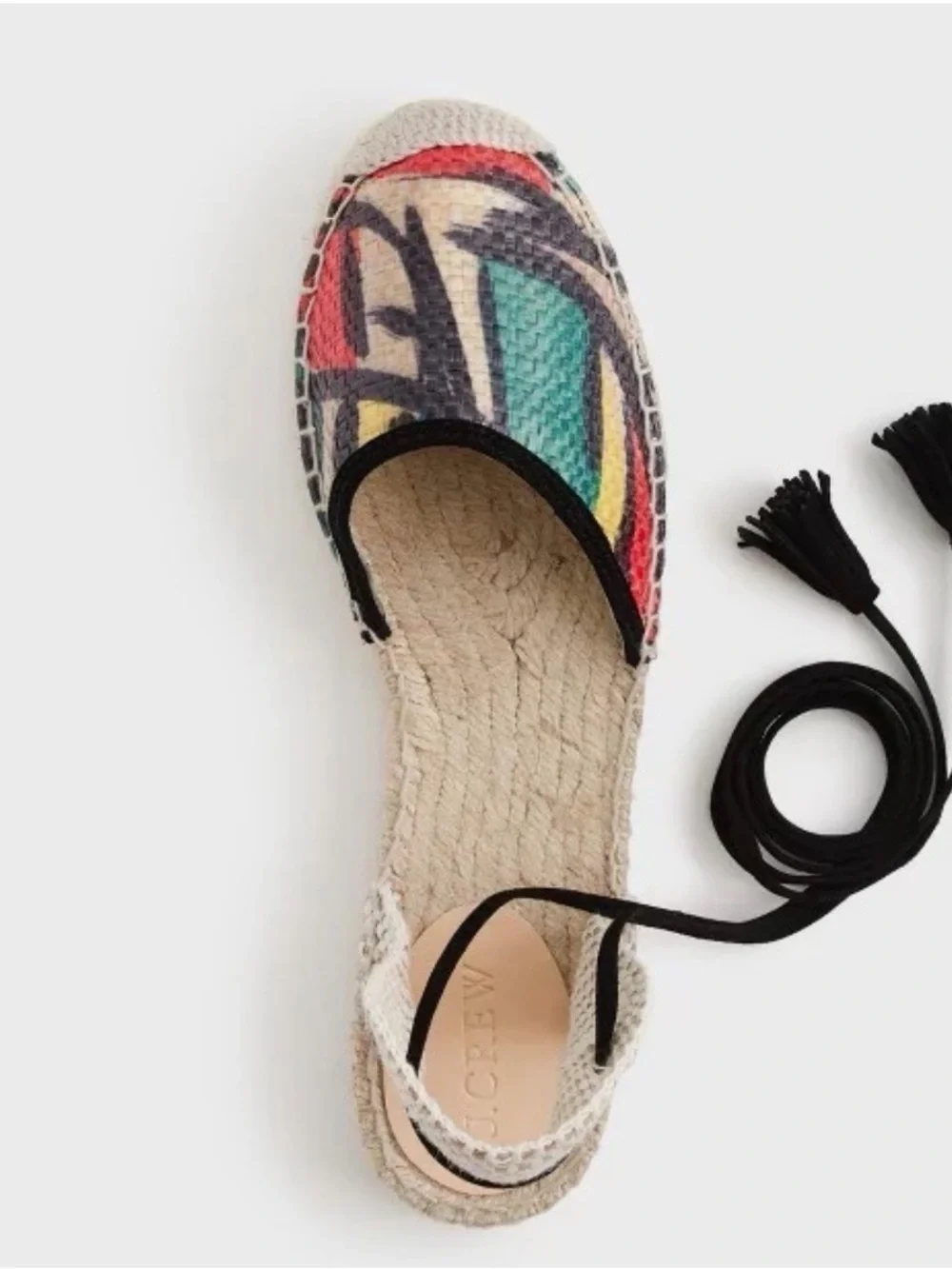 J Crew ankle wrap espadrilles with tassels color red green blue,  size 7